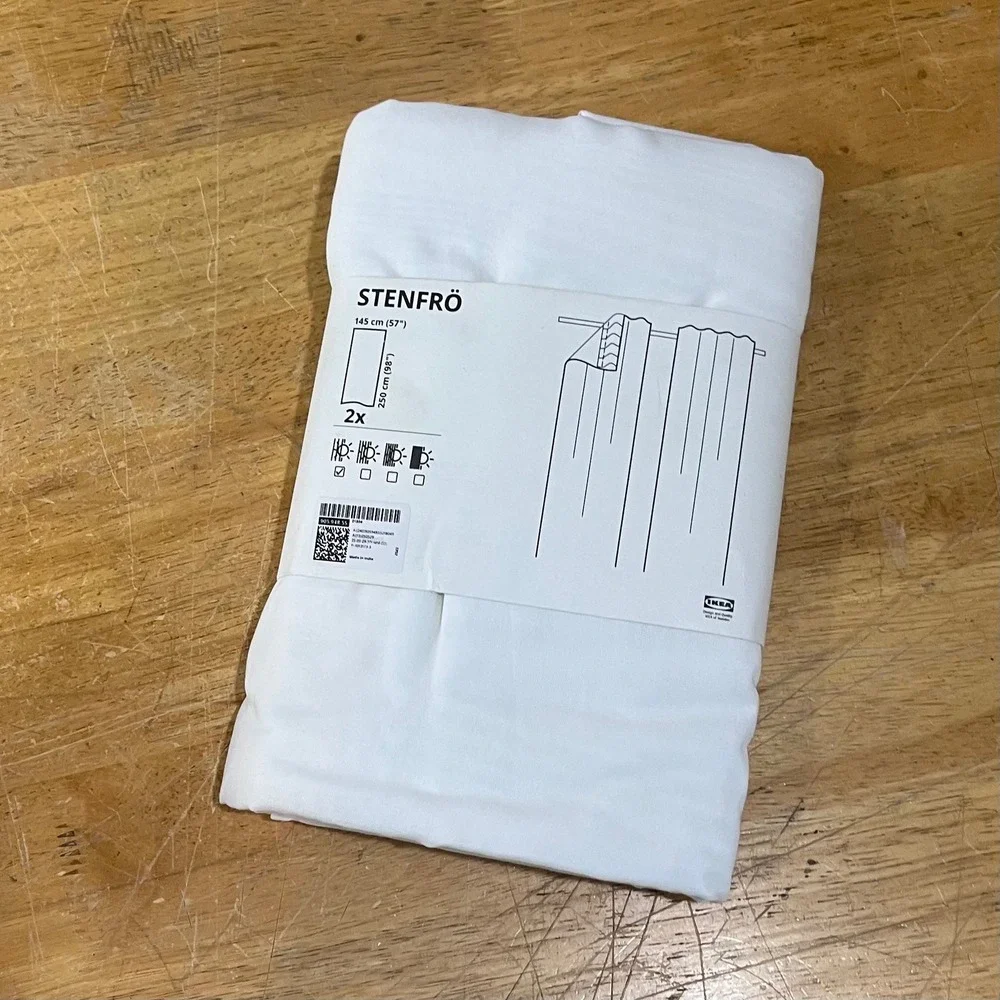 IKEA STENFRÖ White Curtains 2 Panels 57x98 Modern Minimalist 905.948.55 NEW‎